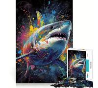 Rompecabezas de Pintura de Tiburones para Adolescentes, 1000 Piezas, Actividad para desarrollar la Mente en casa, Bordes precisos, Regalo Festivo 38x52cm