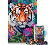 Rompecabezas de Pintura de Tigre Colorido y difícil para Adultos, 1000 Piezas, Recuerdo Mejorado, Suave, Relajante, Corte Claro, 38x52cm