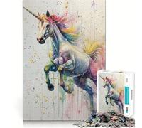 Rompecabezas de Pintura de Unicornios,1000 Piezas,Juego de concentración Mental,Corte de precisión,Bordes Suaves,Juego para Construir Conexiones significativas (38x52cm)