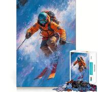Rompecabezas de Pintura Esquiador en acción para Adolescentes, 1000 Piezas, Juego de lógica, diversión en Interiores, Pieza de colección de Arte de Bordes precisos 50x75cm