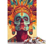 Rompecabezas de Pintura Facial de Calavera Tribal, desafío difícil, 100% cartón Reciclado, para niños y Adultos a Partir de 12 años, Regalo, 1000 Piezas (75 x 50 cm)