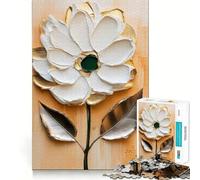 Rompecabezas de Pintura Floral Blanca y Dorada de 1000 Piezas Juego Think Boost Cierre Seguro Sin Piezas Sueltas Desafío Interactivo para el Cerebro en casa (50x75cm)
