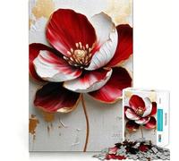 Rompecabezas de Pintura Floral roja y Blanca de 1000 Piezas para Adolescentes Juguete para desarrollar la lógica, Divertido y Relajante Corte preciso Regalo artístico (38x52cm)