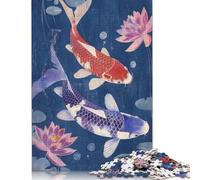 Rompecabezas de Pintura Japonesa de pez koi, antiestrés, 100% cartón Reciclado, Ideal para Adultos y niños, 1000 Piezas (75 x 50 cm)