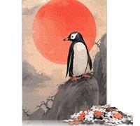 Rompecabezas de Pintura Japonesa de pingüino, de Primera Calidad, 100% Reciclado, Rectangular, para Mujeres y Hombres, 1000 Piezas (26 x 38 cm)