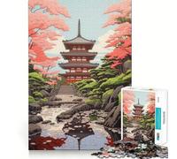 Rompecabezas de Pintura Japonesa de Templo, 1000 Piezas para Adultos, para estimular la Memoria, para Pasar un Buen rato, para armar una Obra de Arte 38x26cm