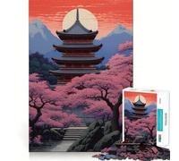 Rompecabezas de Pintura Japonesa de Templo para Adultos, 1000 Piezas, Juguete Que desafía la Mente, Pieza de colección de Arte de Corte nítido 50x75cm