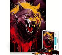 Rompecabezas de Pintura Lobo Enojado para Adultos,1000 Piezas,Juego de Memoria,Ajuste Firme,Montaje Seguro,Juego de construcción de Conexiones significativas (38x52cm)