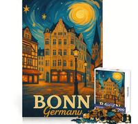 Rompecabezas de Pintura Nocturna de la Ciudad de Bonn,Alemania,1000 Piezas para Adolescentes Ideal para ejercitar la Memoria,Relajarse y Disfrutar del Tiempo Libre Bordes limpios