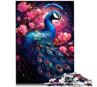 Rompecabezas de pintura pavo real colorido rompecabezas de 1000 piezas para adultos Puzzle de madera Cada pieza es única - Juego divertido y estimulante en familia (50 x 75 cm)