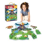 Rompecabezas de piso Peaceable Kingdom Dinosaur Island - Piezas gruesas y resistentes - Incluye caja de almacenamiento con cord n - M s de 90 cm