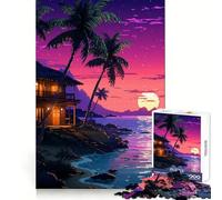 Rompecabezas de Pixel Art de casa de Playa de 1000 Piezas para Adolescentes: Desarrollo de Habilidades analíticas, Tiempo Libre Consciente, unión Perfecta, (38x26cm)