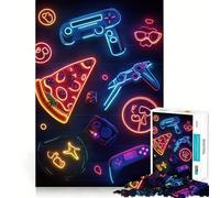 Rompecabezas de Pizza de Neon Gaming para Adultos, 1000 Piezas, Juguete Inteligente para Jugar en Interiores, Corte Limpio, (38x26cm)