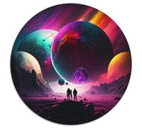 Rompecabezas de Planetas espaciales de 1000 Piezas para Adultos. Rompecabezas Redondos de 1000 Piezas para Adultos. Ideal para Parejas, Navidad,Año Nuevo y San Valentín. 67,5x67,5cm.