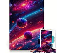 Rompecabezas de Planetas espaciales neón de 1000 Piezas para Adolescentes Rompecabezas Mental Diversión y Entretenimiento Arte para armar Objeto de colección (50x75cm)