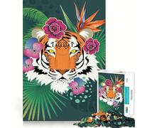Rompecabezas de Plantas Tropicales con Cabeza de Tigre, 1000 Piezas, para Adolescentes, Juguete Mental, Alivio de la ansiedad, Corte Premium, Regalo Elegante 38x26cm