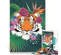 Rompecabezas de Plantas Tropicales con Cabeza de Tigre para Adultos, 1000 Piezas, Juguete Inteligente, Juego Relajante, Arte de Corte preciso, Coleccionable 50x75cm