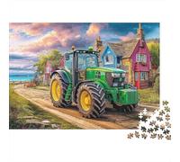 Rompecabezas de plástico de 1000pcs con Escena de Tractor Rural, Pintura Vintage de Campo, desintoxicación Digital, Corte de precisión Premium, Alivio del estrés, atención Plena, relajación, 52x38 cm