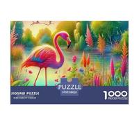 Rompecabezas de plástico Flamingo de 1000 Piezas para Adolescentes, Regalo de cumpleaños, Entrelazado, Acabado Suave, desintoxicación Digital, 38 x 26 cm/1000 Piezas