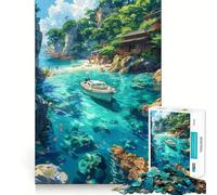 Rompecabezas de Playa con Paisaje de Oasis Bay para Adolescentes, 1000 Piezas, Juego Inteligente, Tiempo en Familia, patrón de ensamblaje, selección de Deseos de Papá Noel (38x26cm)