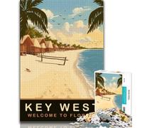 Rompecabezas de Playa de Florida Key West para Adolescentes, 1000 Piezas, Ideal para Pasar el Tiempo Libre en casa, con póster y Hoja de Trivia a Juego, 75x50cm