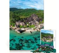 Rompecabezas de Playa de la Isla Tropical de Seychelles, 1000 Piezas para Adolescentes, desafío Mental, diversión Tranquila, Ajuste, Sorpresa de cumpleaños (50x75cm)