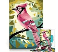 Rompecabezas de Plumaje de pájaro Rosa en un Bosque geométrico para Adolescentes, 1000 Piezas, Wise Think Toy Gentle Leisure, Corte Ajustado, Lista de Deseos de Santa Claus (38x26cm)