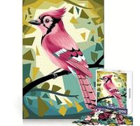 Rompecabezas de Plumaje de pájaro Rosa en un Bosque geométrico para Adolescentes, 1000 Piezas, Wise Think Toy Gentle Leisure, Corte Ajustado, Lista de Deseos de Santa Claus (38x26cm)