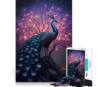 Rompecabezas de Plumas de Pavo Real para Adultos, 1000 Piezas, Juguete de lógica Resistente, Juego Relajante, Borde Transparente, Regalo artístico (38x26cm)