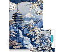 Rompecabezas de Porcelana del Templo Fuji de 1000 Piezas para Adultos Refuerza la Memoria Diversión y Ocio Regalo Elegante (38x26cm)