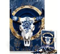 Rompecabezas de Porcelana Kintsugi con Forma de Calavera, 1000 Piezas, para Adultos Ideal para Mejorar la Memoria, aliviar el estrés y armar (50x75cm)