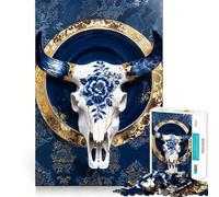 Rompecabezas de Porcelana Kintsugi con Forma de Calavera, 1000 Piezas, para Adultos Ideal para Mejorar la Memoria, aliviar el estrés y armar (50x75cm)