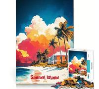 Rompecabezas de póster artístico de la Isla de Sanibel para Adolescentes, 1000 Piezas, Mejora la Memoria, Momentos de Tranquilidad, Corte Premium, Regalo de cumpleaños (50x75cm)