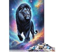 Rompecabezas de póster cósmico del León Negro, Rompecabezas Rectangular de Papel Divertido para niños y Adultos a Partir de 12 años, Regalo de cumpleaños, 1000 Piezas (75 x 50 cm)
