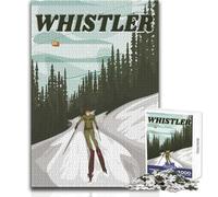 Rompecabezas de póster de esquí de Whistler para Adultos, 1000 Piezas, Aprendizaje Interactivo, Actividad Divertida, Regalo conmovedor e inolvidable, tamaño 50x75cm