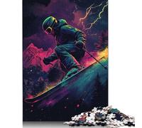 Rompecabezas de póster de esquí Retro Premium, 100% Papel Reciclado, Rectangular, para Mujeres y Hombres, 1000 Piezas (38 x 26 cm)