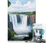Rompecabezas de póster de las Cataratas Victoria de 1000 piezas para adolescentes Tren de la memoria Diversión,conexión limpia y sin interrupciones Actividad grupal relajante para interiores (38x52cm)