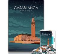 Rompecabezas de póster de Viaje de Casablanca para Adultos y Adolescentes, 1000 Piezas, Juguete Educativo Intelectual descompresor, Adecuado para decoración de Escritorio, 38x26cm