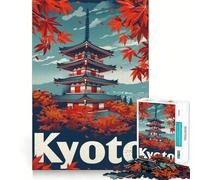 Rompecabezas de póster de Viaje de Pagoda de Kioto para Adultos, 1000 Piezas, Rompecabezas Mental, Disfruta del Montaje de la Imagen, (50x75cm)