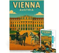 Rompecabezas de póster de Viaje Vintage de Viena,Austria,para Adultos,1000 Piezas,Juego de Memoria Cerebral,Cortado con láser para un Ajuste Perfecto, aliviar el estrés (50x75cm)