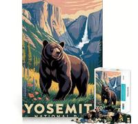 Rompecabezas de póster de Viaje Vintage del Parque Nacional Yosemite para Adultos,1000 Piezas,estimulación Mental,Juego,Corte preciso,alineación, Actividad para Fortalecer los Lazos Familiares