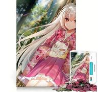 Rompecabezas de póster Rosa de Chica Gato Anime para Adolescentes,1000 Piezas,Mejora Mental,Juego,tamaño Uniforme,Piezas precisas,Actividad Nocturna Divertida en Familia (50x75cm)