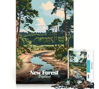 Rompecabezas de póster Vintage de New Forest, Inglaterra, para Adultos, 1000 Piezas, Juguete Intelectual, Alivio del estrés, Corte preciso, (38x26cm)