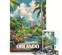 Rompecabezas de póster Vintage de Orlando para Adultos, 1000 Piezas, Rompecabezas Mental, Juego Lento, Disfruta del Montaje de imágenes, (38x52cm)