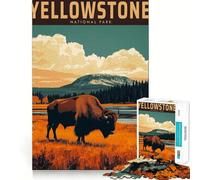 Rompecabezas de póster Vintage del Parque Nacional de Yellowstone para Adultos,1000 Piezas,estimulación Mental,Juego de Corte preciso,alineación, Actividad para Fortalecer los Lazos Familiares