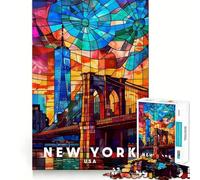 Rompecabezas de pósteres de Nueva York para Adolescentes, 1000 Piezas, fortalece la Memoria, Alivia el estrés, decoración de Pared con Bordes limpios (38x52cm)