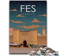 Rompecabezas de pósteres de Viaje de Fez, Marruecos, para Adultos y Adolescentes, a Partir de 14 años, Divertidos Juegos y Actividades en casa, Regalos de cumpleaños y de Viaje, 1000 Piezas (50x75cm)