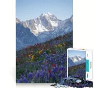 Rompecabezas de Pradera de montaña con Flores Silvestres y Nieve para Adolescentes, 1000 Piezas, Juguete para ejercitar la Mente, antiestrés, Corte Premium, Regalo increíble (38x26cm)