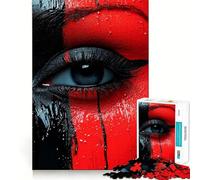 Rompecabezas de Primer Plano de Cara Pintada en Rojo y Negro para Adolescentes, 1000 Piezas, lógica Clara, Juguete, Juego Lento, Disfruta, Corte, Sorpresa de cumpleaños (38x26cm)