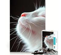 Rompecabezas de Primer Plano de Gato Blanco para Adultos 1000 Piezas Juego para ejercitar la Mente Corte de precisión Bordes Suaves desafío Divertido para Pasar el Tiempo (38x52cm)